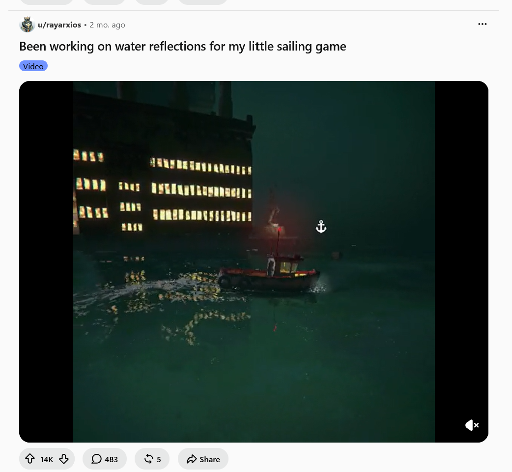 Screenshot of an independent developer showing off the development made on a game.
